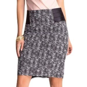 Bebe Chloe Tweed Kick Pleat Skirt, Black Egret, 0